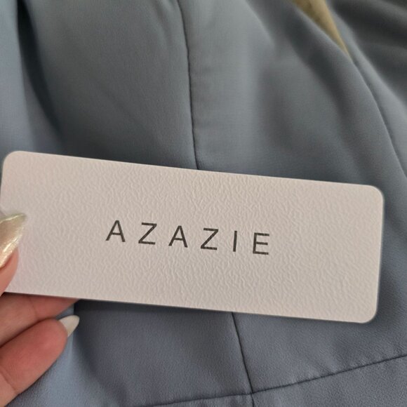 Azazie Ezra NWT size A4 Dusty Blue Dress With Lace Detail Elsa ball gown dress - Picture 12 of 15